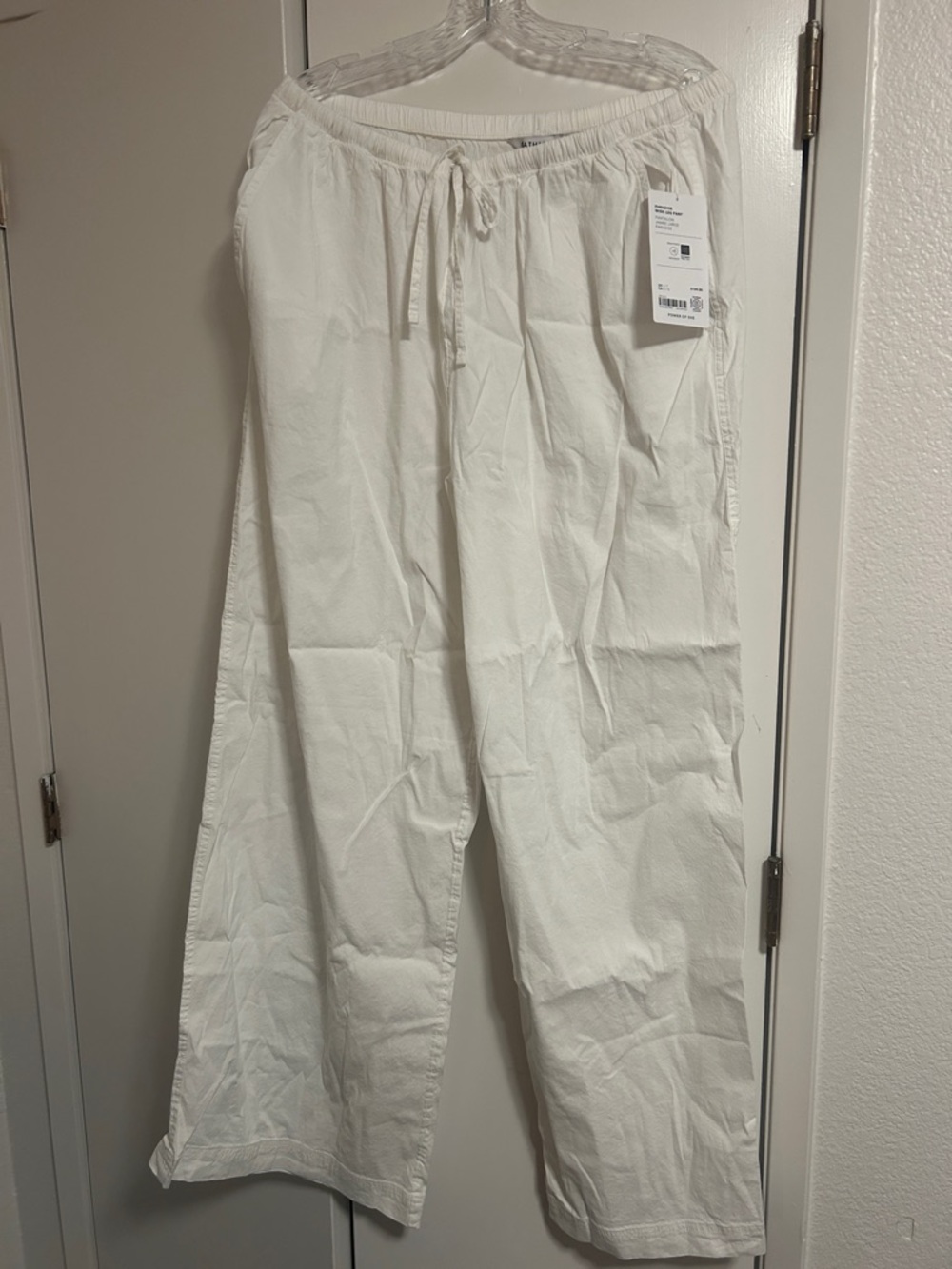 Athleta White women's linen blend Drawstring pants